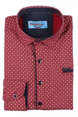 Детская рубашка в мелкий узор, длинный рукав (Арт. TB 3567)