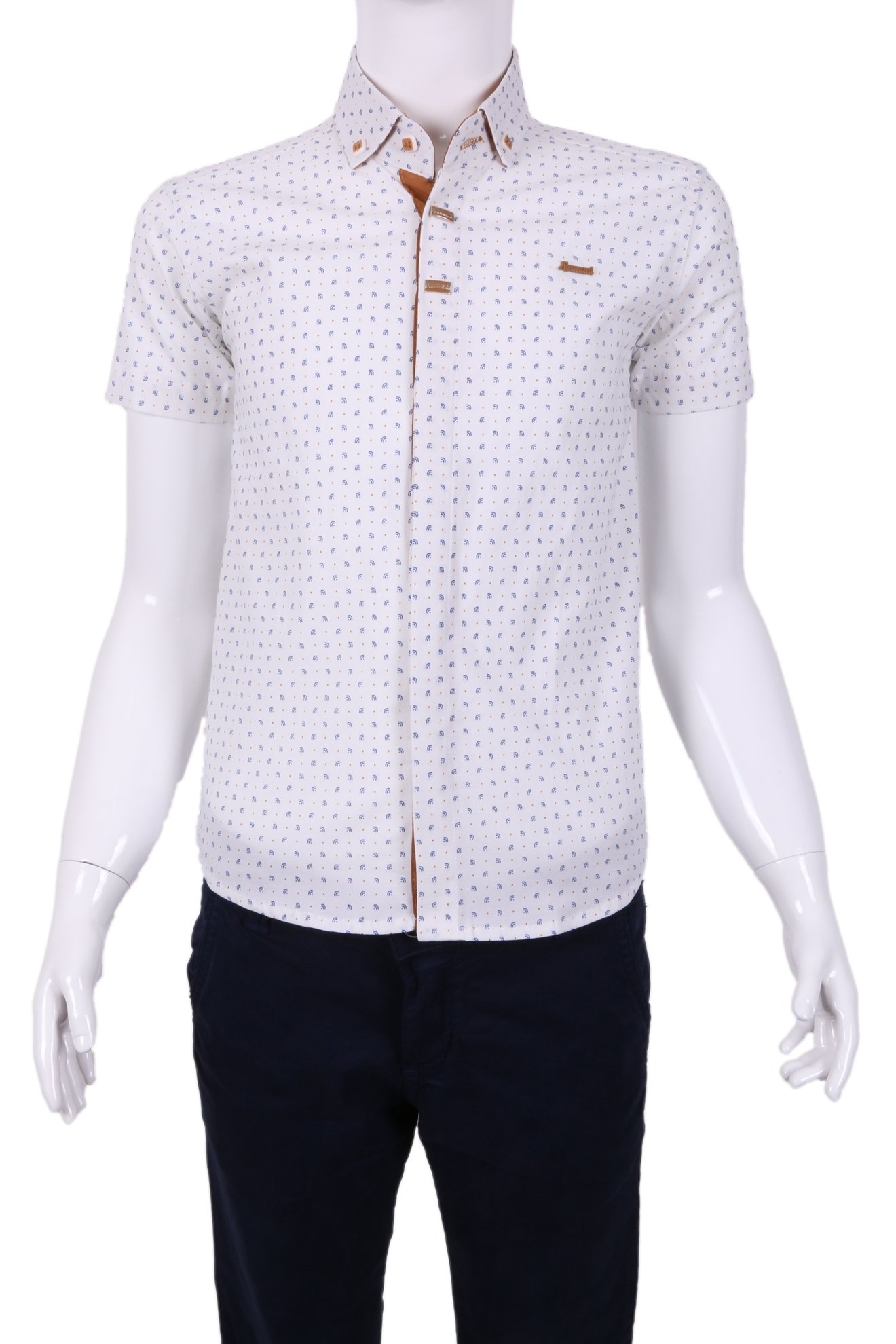 Детская рубашка в мелкий рисунок с декоративной планкой (Арт. TB 1274K)
