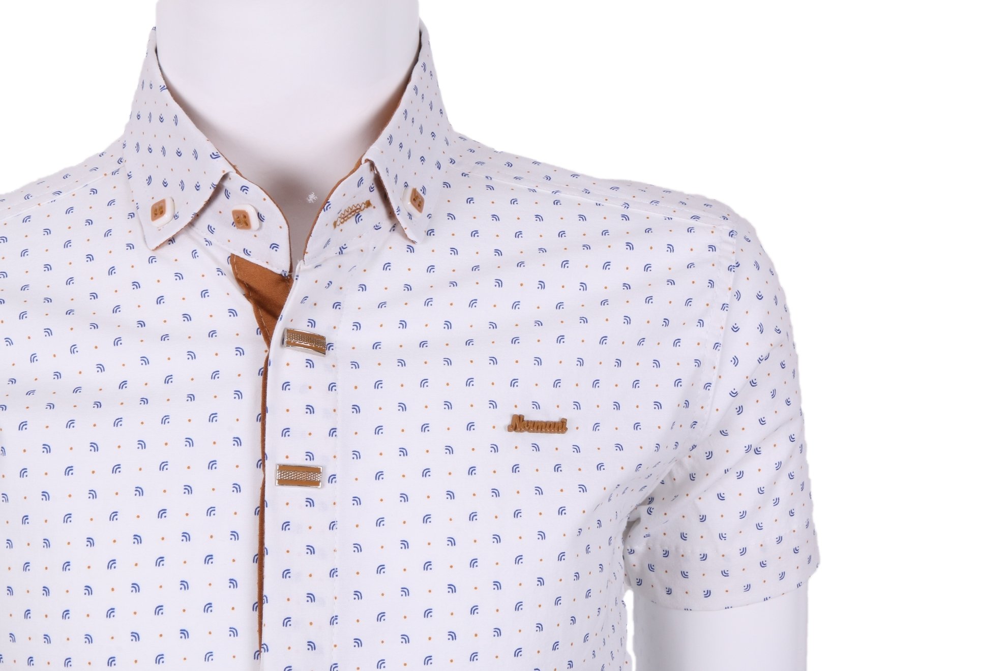 Детская рубашка в мелкий рисунок с декоративной планкой (Арт. TB 1274K)