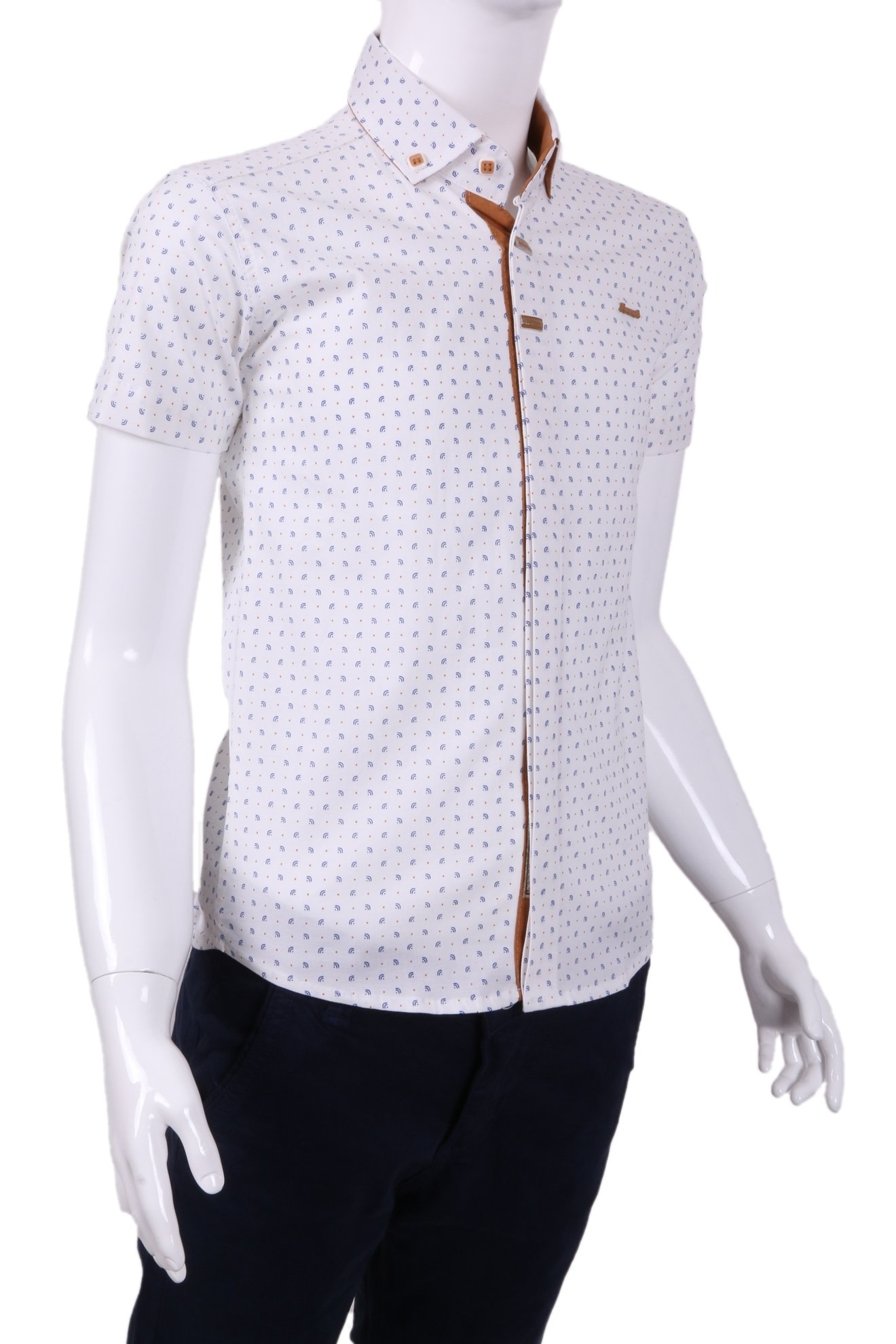 Детская рубашка в мелкий рисунок с декоративной планкой (Арт. TB 1274K)