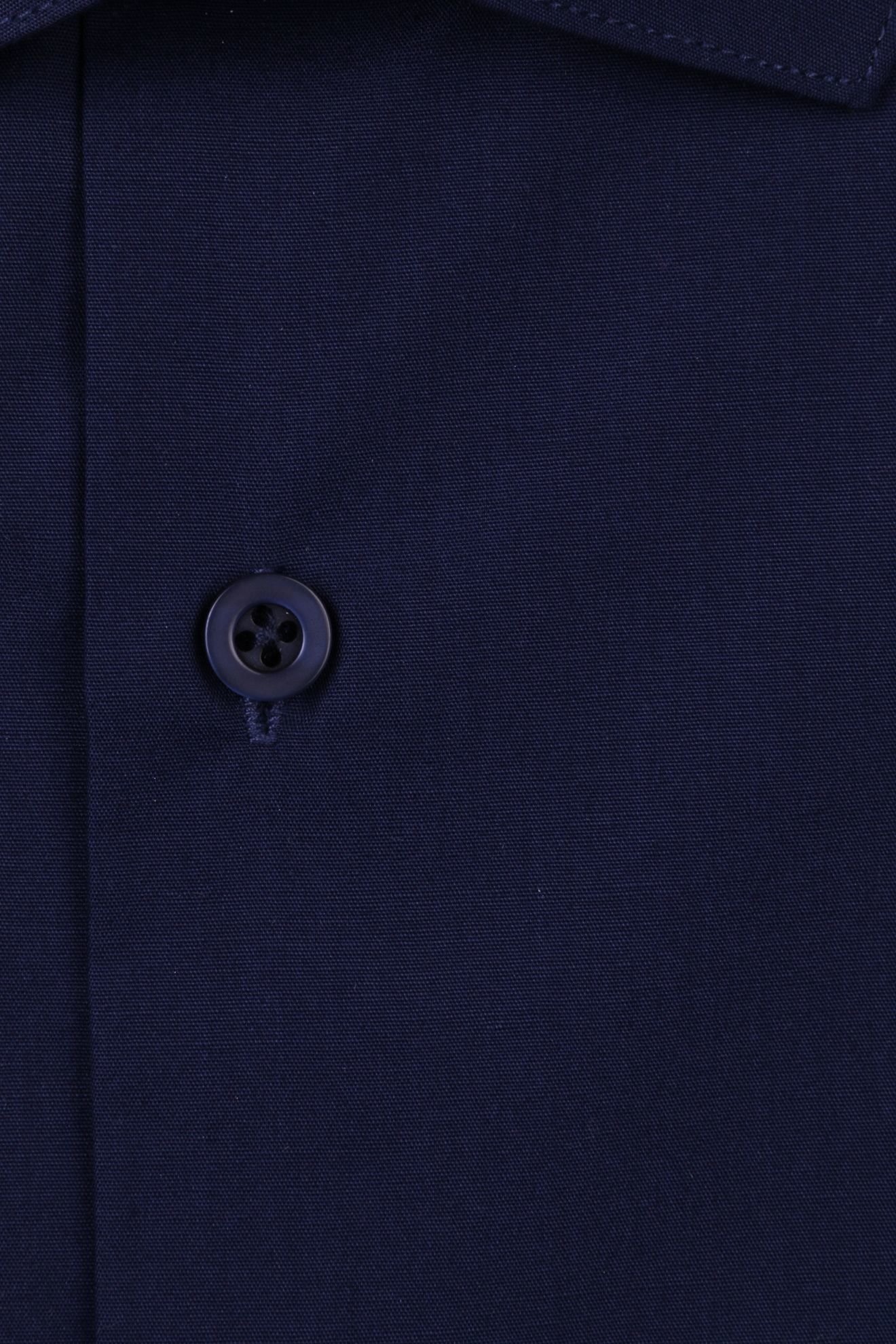 Сорочка чоловіча однотонна приталена колір темно-синій довгий рукав slim-fit (Арт. OD-020)