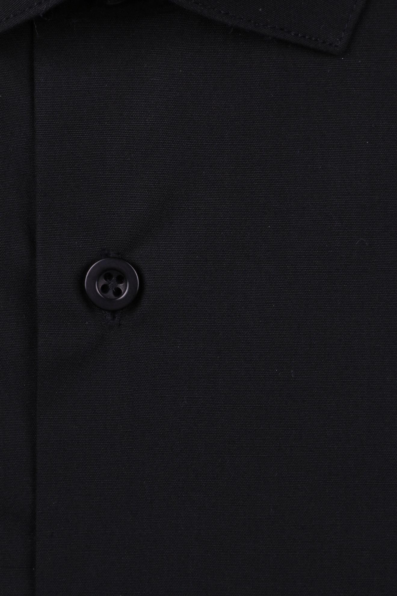 Сорочка чоловіча приталена однотонна колір довгий чорний рукав slim-fit (Арт. OD-019)